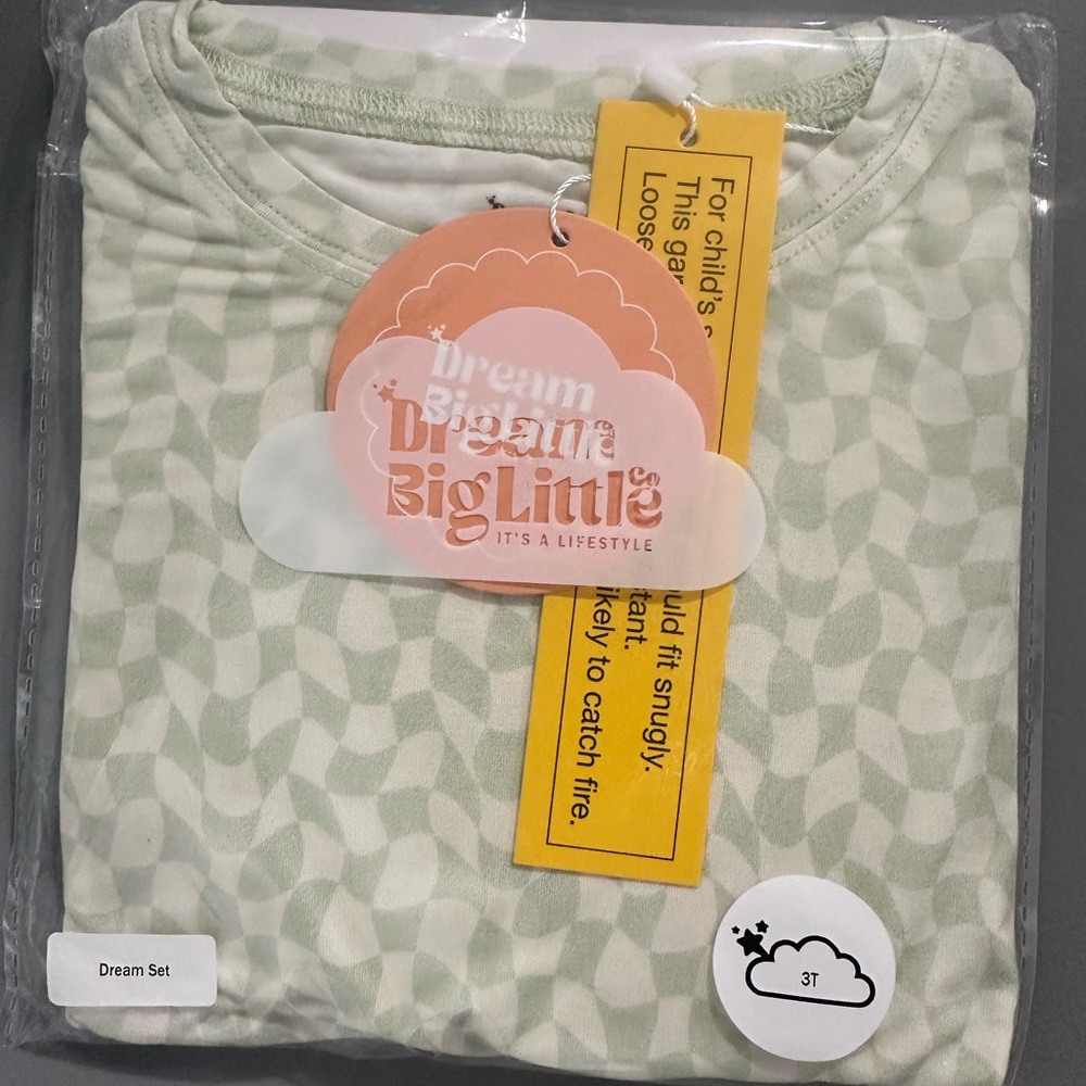 Dream Big Little Co - Sage Wavy Checkers 3T NIB NWT